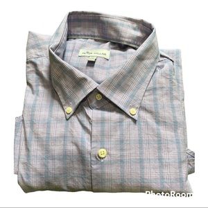 Peter Millar Casual Button Down Shirt Size XL Purple Blue Check